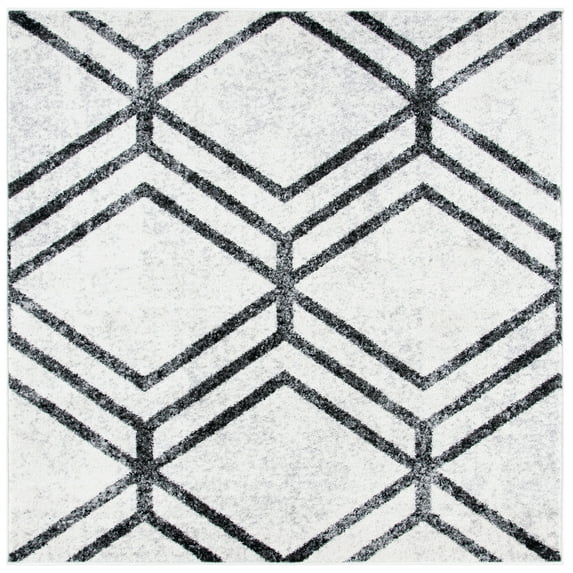 SAFAVIEH Adirondack Bailey Geometric Area Rug, Ivory/Charcoal, 8' x 8' Square