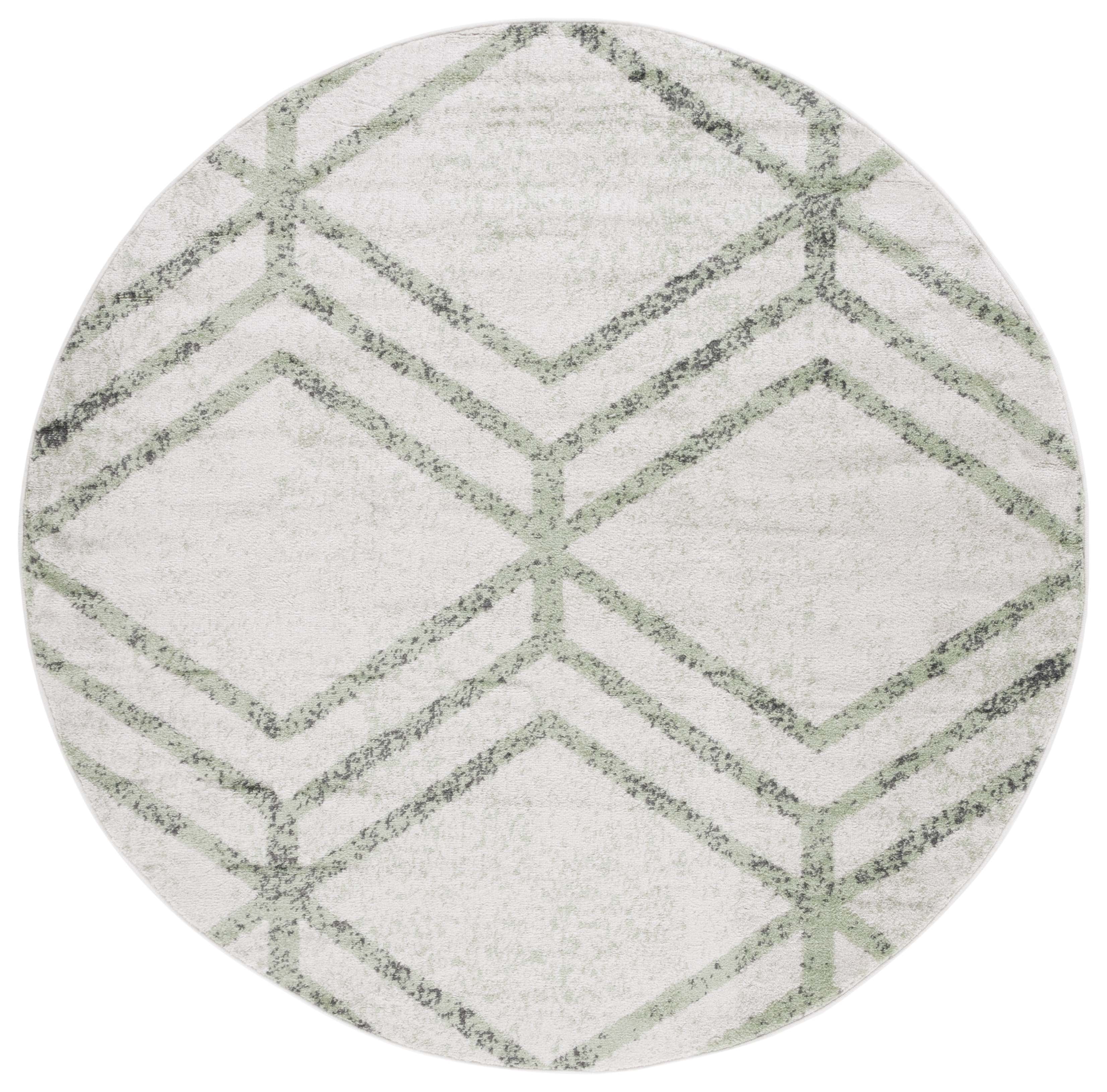 SAFAVIEH Adirondack Bailey Geometric Area Rug, Ivory/Sage, 6' x 6' Round
