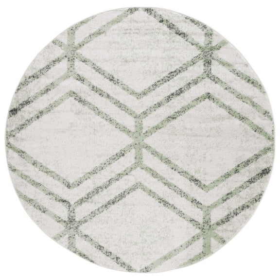 SAFAVIEH Adirondack Bailey Geometric Area Rug, Ivory/Sage, 6' x 6' Round