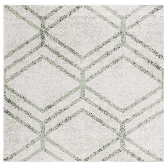SAFAVIEH Adirondack Bailey Geometric Area Rug, Ivory/Sage, 6' x 6' Square