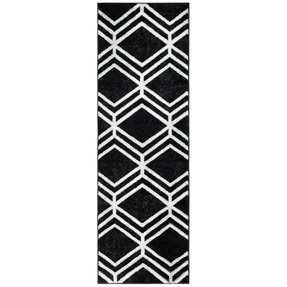 SAFAVIEH Adirondack Bailey Geometric Runner Rug, Black/Ivory, 2'6" x 8'