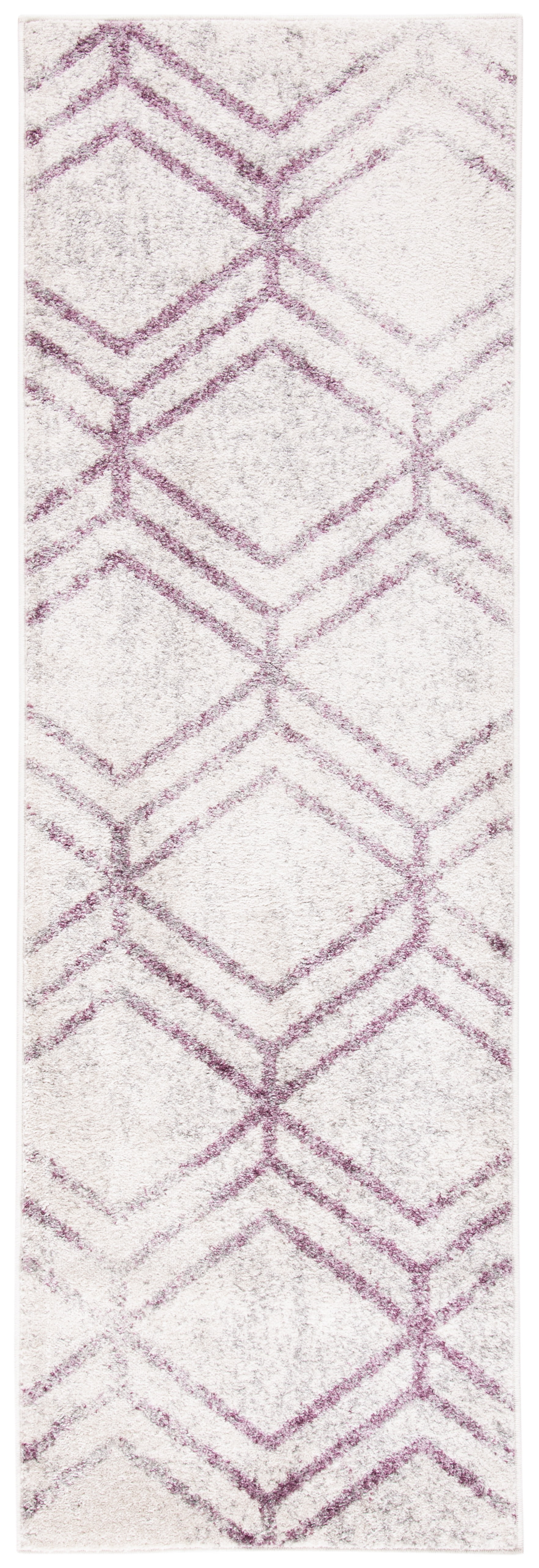 SAFAVIEH Adirondack Bailey Geometric Runner Rug, Ivory/Plum, 2'6" x 14'