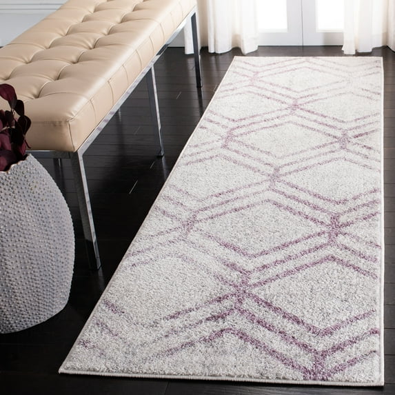 SAFAVIEH Adirondack Bailey Geometric Runner Rug, Ivory/Plum, 2'6" x 6'