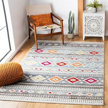 SAFAVIEH Adirondack Betty Southwest Area Rug, Light Grey/Ivory, 5'1" x 7'6"