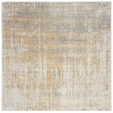 SAFAVIEH Adirondack Boniface Distressed Area Rug, Cream/Gold, 3' x 3' Square