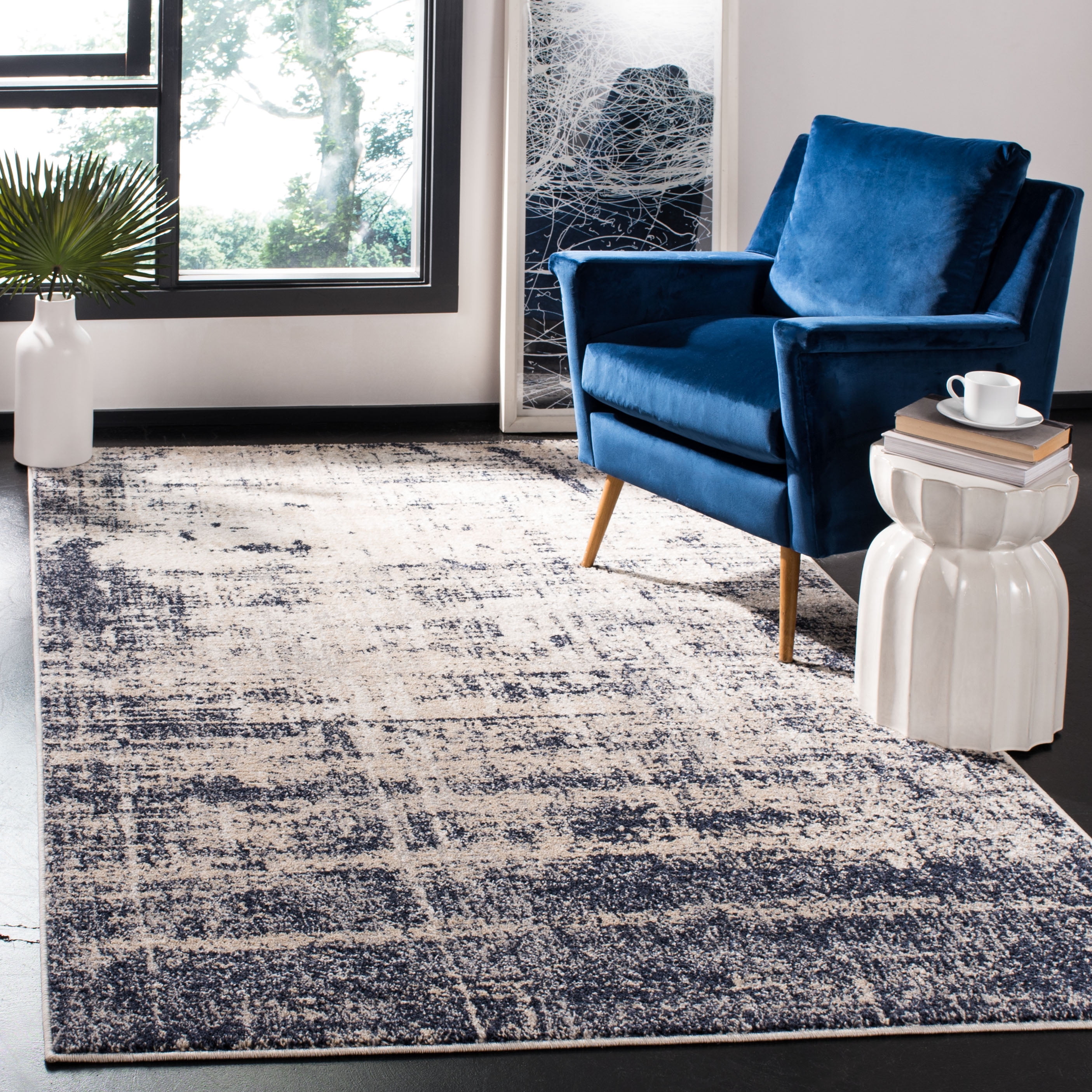 Safavieh Adirondack Boniface Distressed Area Rug, Gold/Navy, 6' x 9 ...