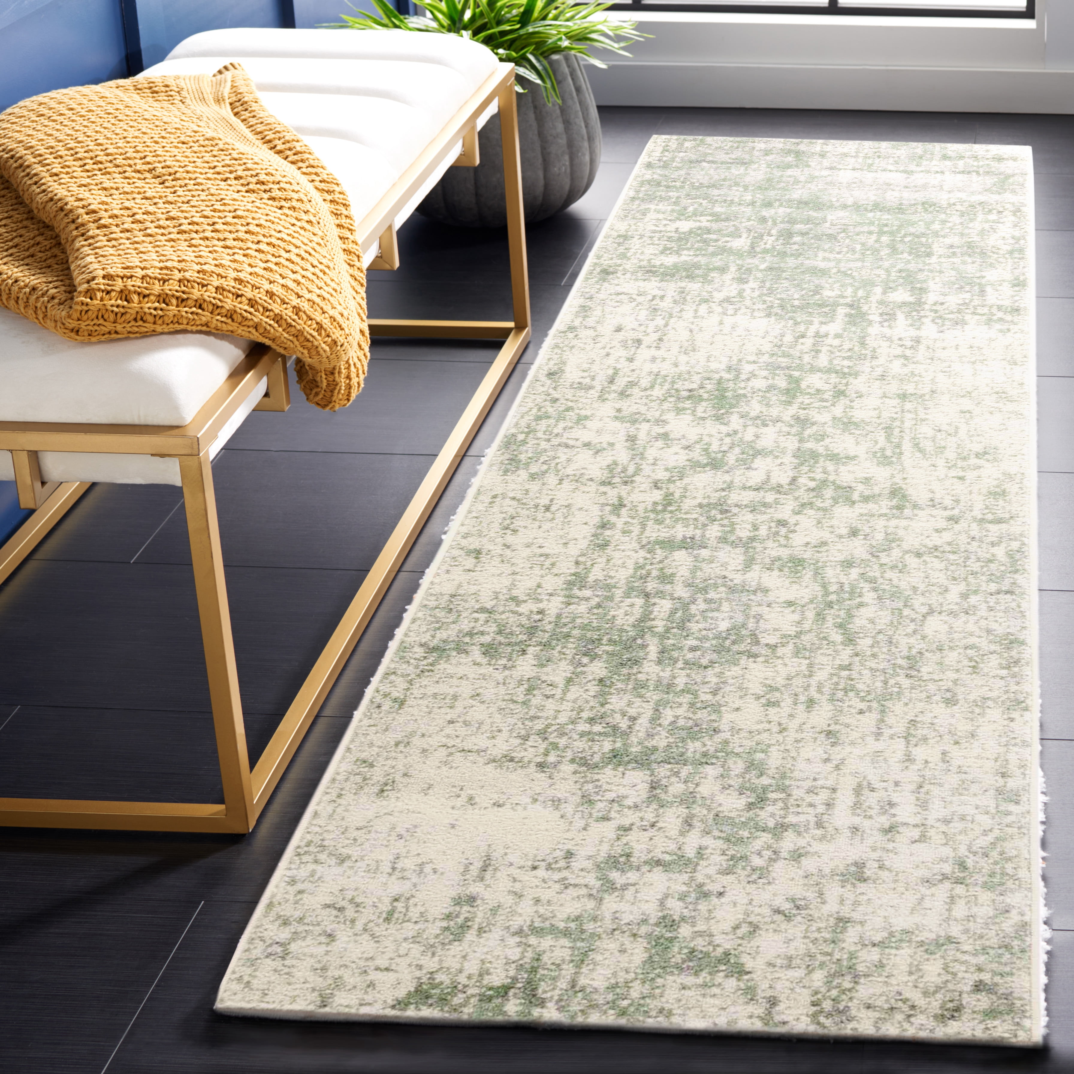 Safavieh Adirondack Boniface Distressed Runner Rug, Sage/Ivory, 2'6" x 16'
