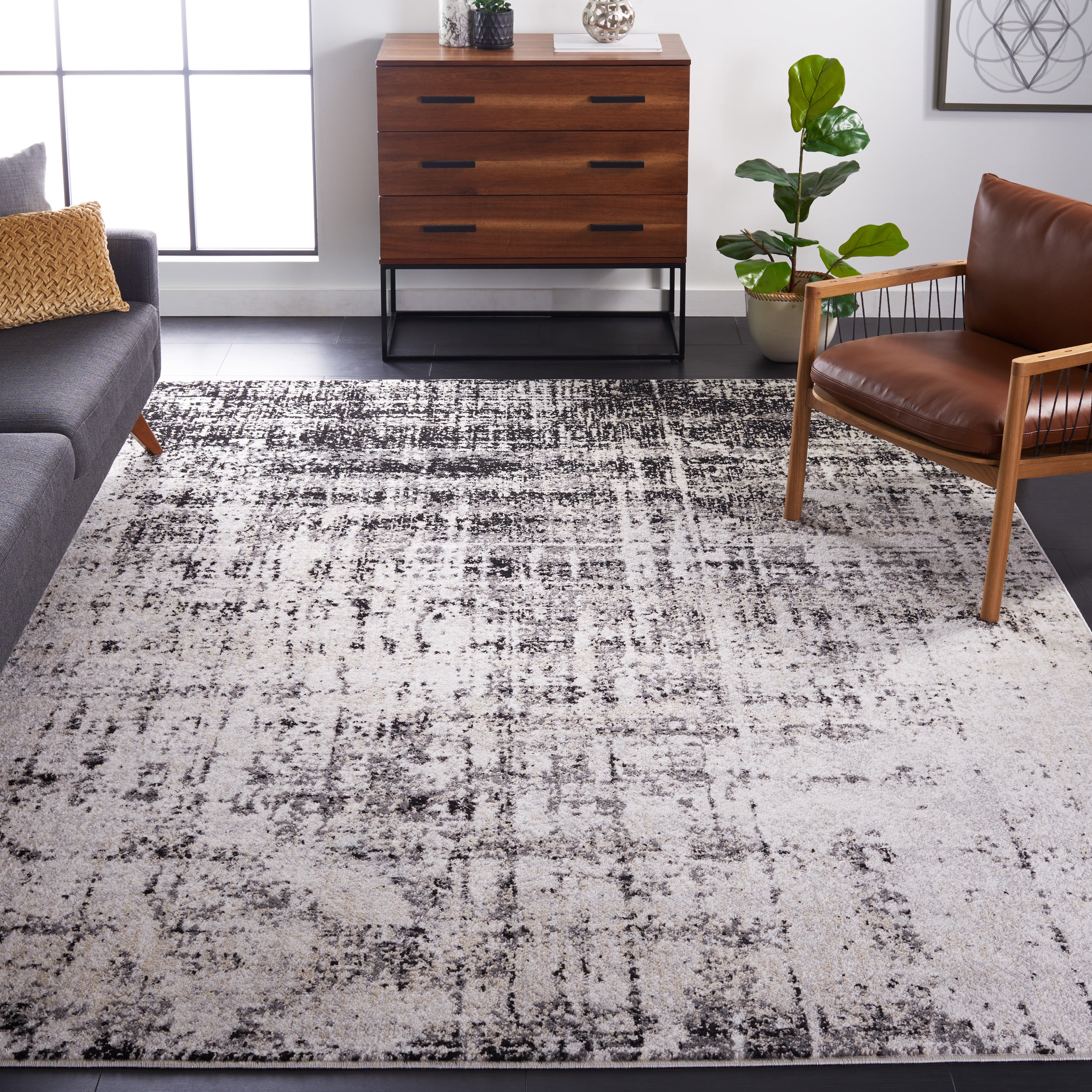 Safavieh Adirondack Boniface Distressed Area Rug, Silver/Black, 11' x 15'