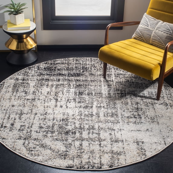 Safavieh Adirondack Boniface Distressed Area Rug, Silver/Black, 4' x 4' Round