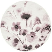 SAFAVIEH Adirondack Brannon Floral Area Rug, Ivory/Purple, 6' x 6' Round