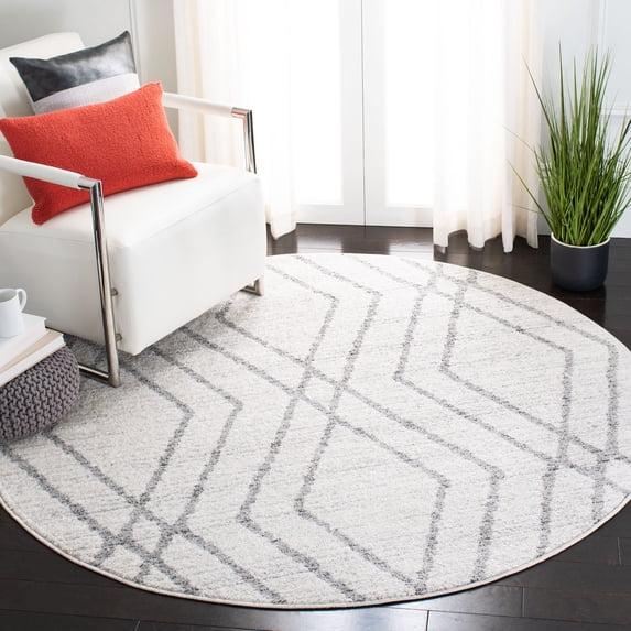 SAFAVIEH Adirondack Brianna Geometric Area Rug, Ivory/Grey, 6' x 6' Round