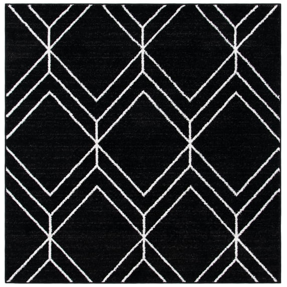 SAFAVIEH Adirondack Caitriona Geometric Squares Area Rug, Black/Ivory, 4' x 4' Square