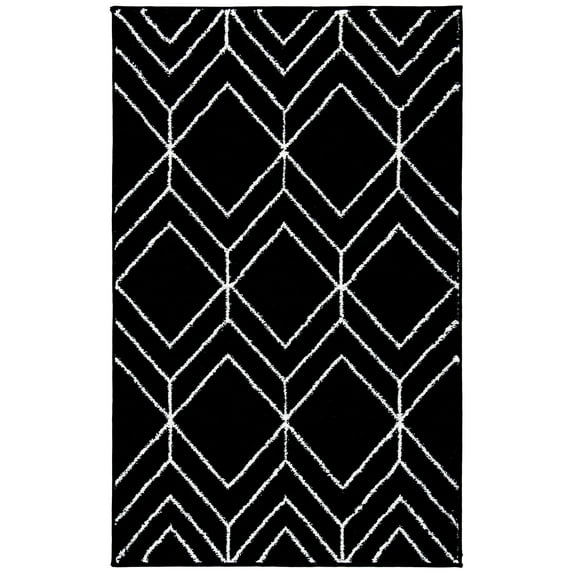 SAFAVIEH Adirondack Caitriona Geometric Squares Area Rug, Black/Ivory, 4' x 6'