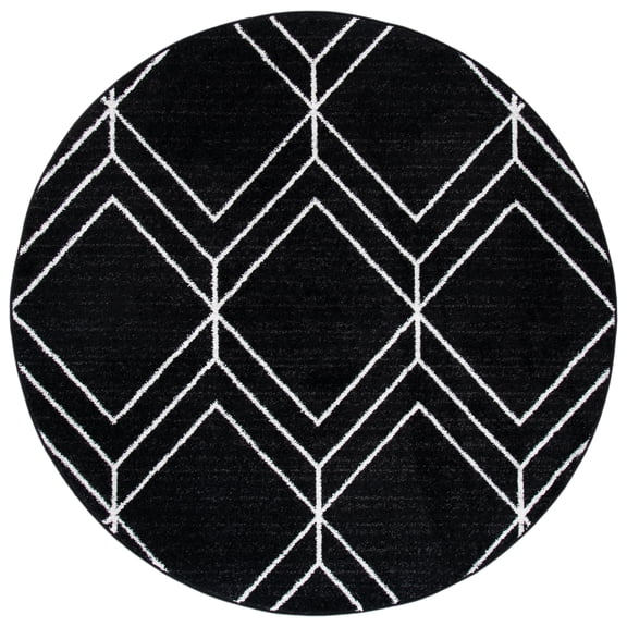 SAFAVIEH Adirondack Caitriona Geometric Squares Area Rug, Black/Ivory, 8' x 8' Round