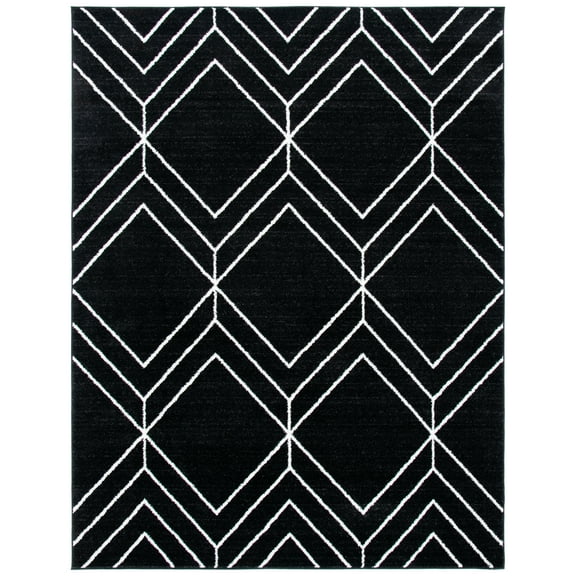 SAFAVIEH Adirondack Caitriona Geometric Squares Area Rug, Black/Ivory, 9' x 12'