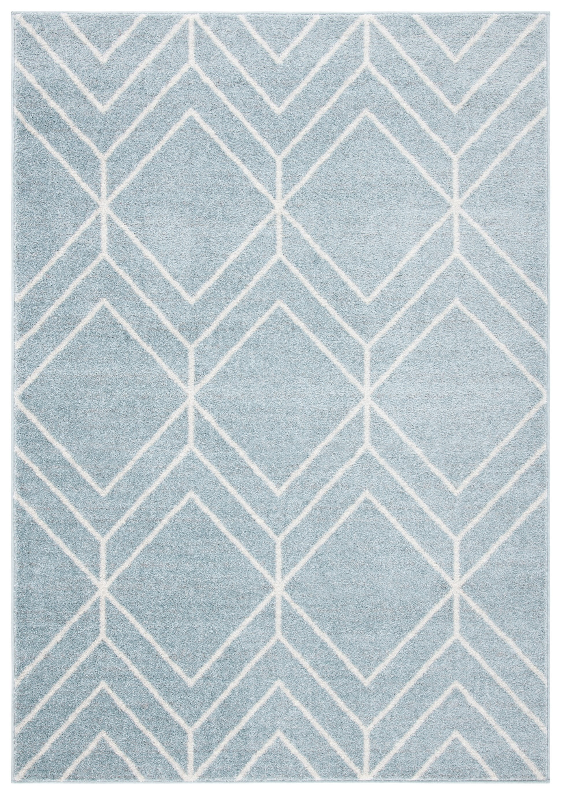 Adirondack Blue and Ivory Geometric Synthetic Rectangular Area Rug, 5'1" x 7'6"
