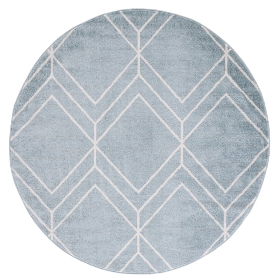 SAFAVIEH Adirondack Caitriona Geometric Squares Area Rug, Blue/Ivory, 8' x 8' Round