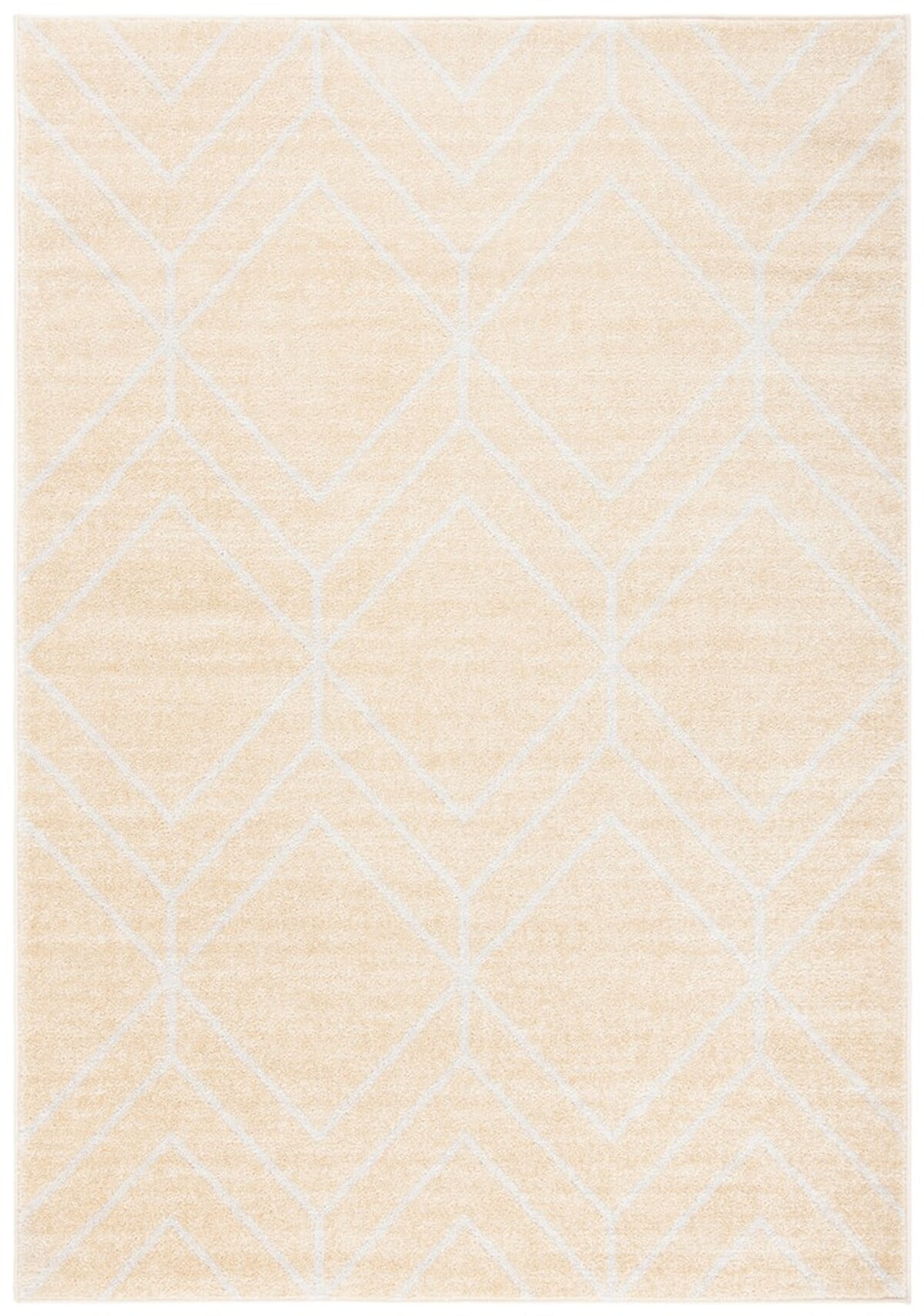 Gold and Light Grey Geometric Synthetic Area Rug, 5'1" x 7'6"