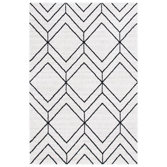 SAFAVIEH Adirondack Caitriona Geometric Squares Area Rug, Ivory/Black, 4' x 6'