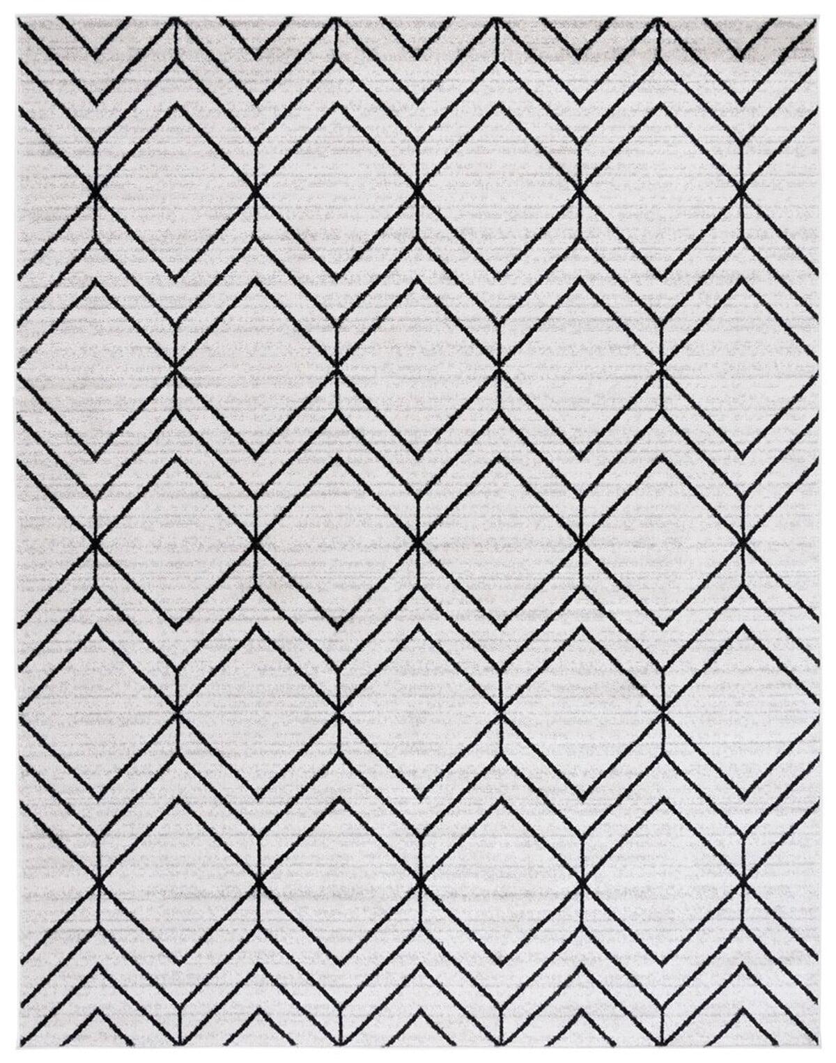 Ivory and Black Geometric 8' x 10' Synthetic Area Rug