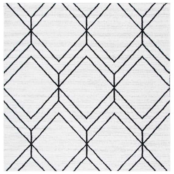 SAFAVIEH Adirondack Caitriona Geometric Squares Area Rug, Ivory/Black, 8' x 8' Square