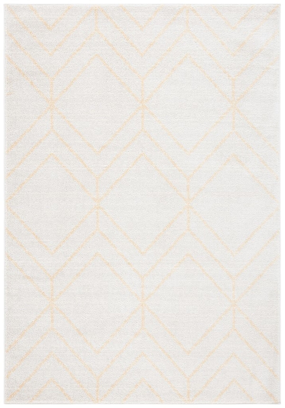 Ivory and Gold Geometric 9' x 12' Synthetic Area Rug