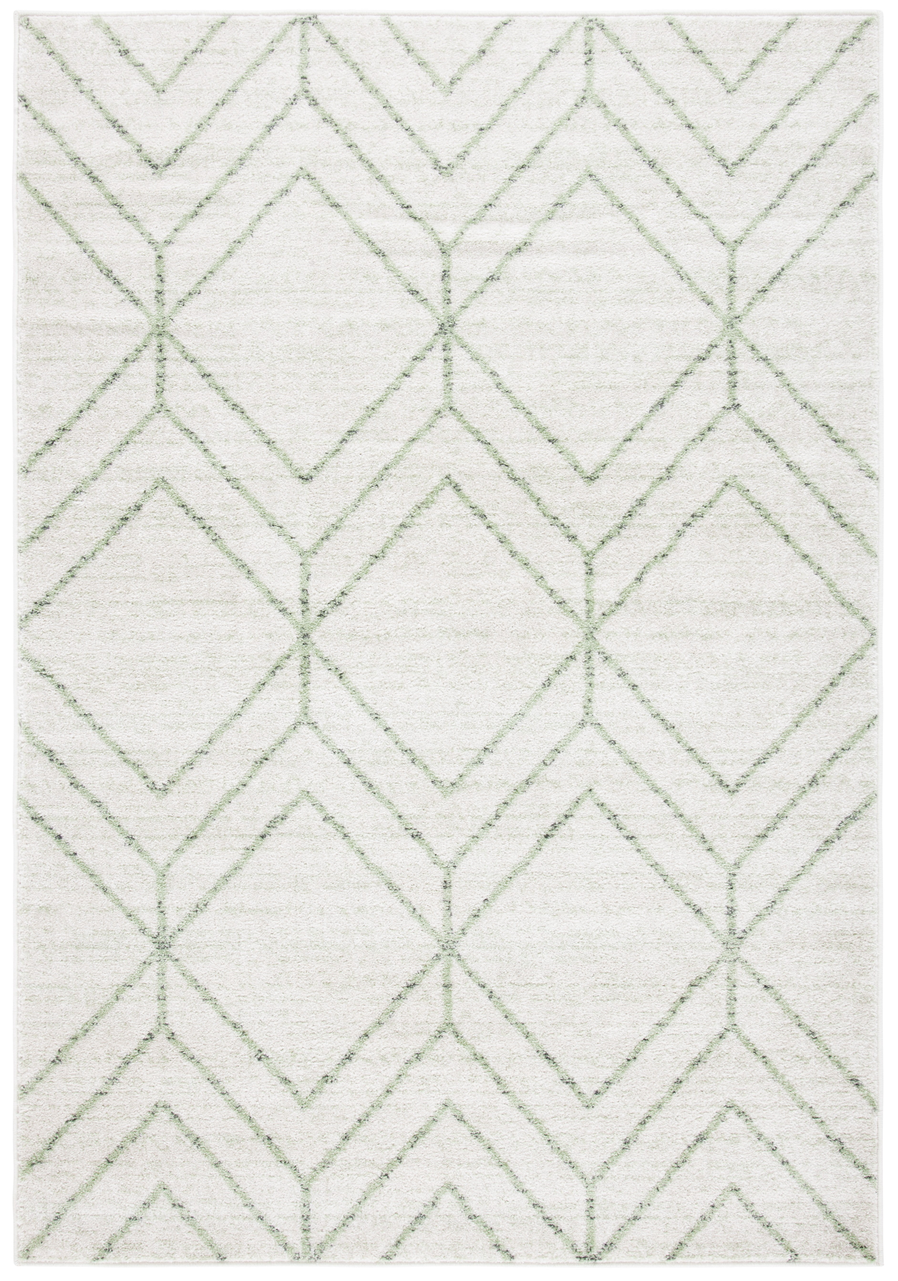 SAFAVIEH Adirondack Caitriona Geometric Squares Area Rug, Ivory/Sage, 4' x 6'