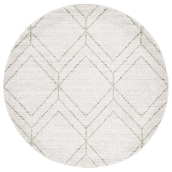 SAFAVIEH Adirondack Caitriona Geometric Squares Area Rug, Ivory/Sage, 8' x 8' Round