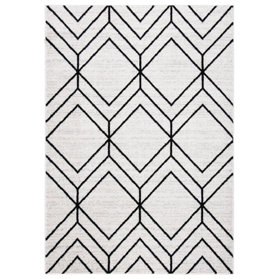 SAFAVIEH Adirondack Caitriona Geometric Squares Area Rug, Light Grey/Black, 3' x 5'