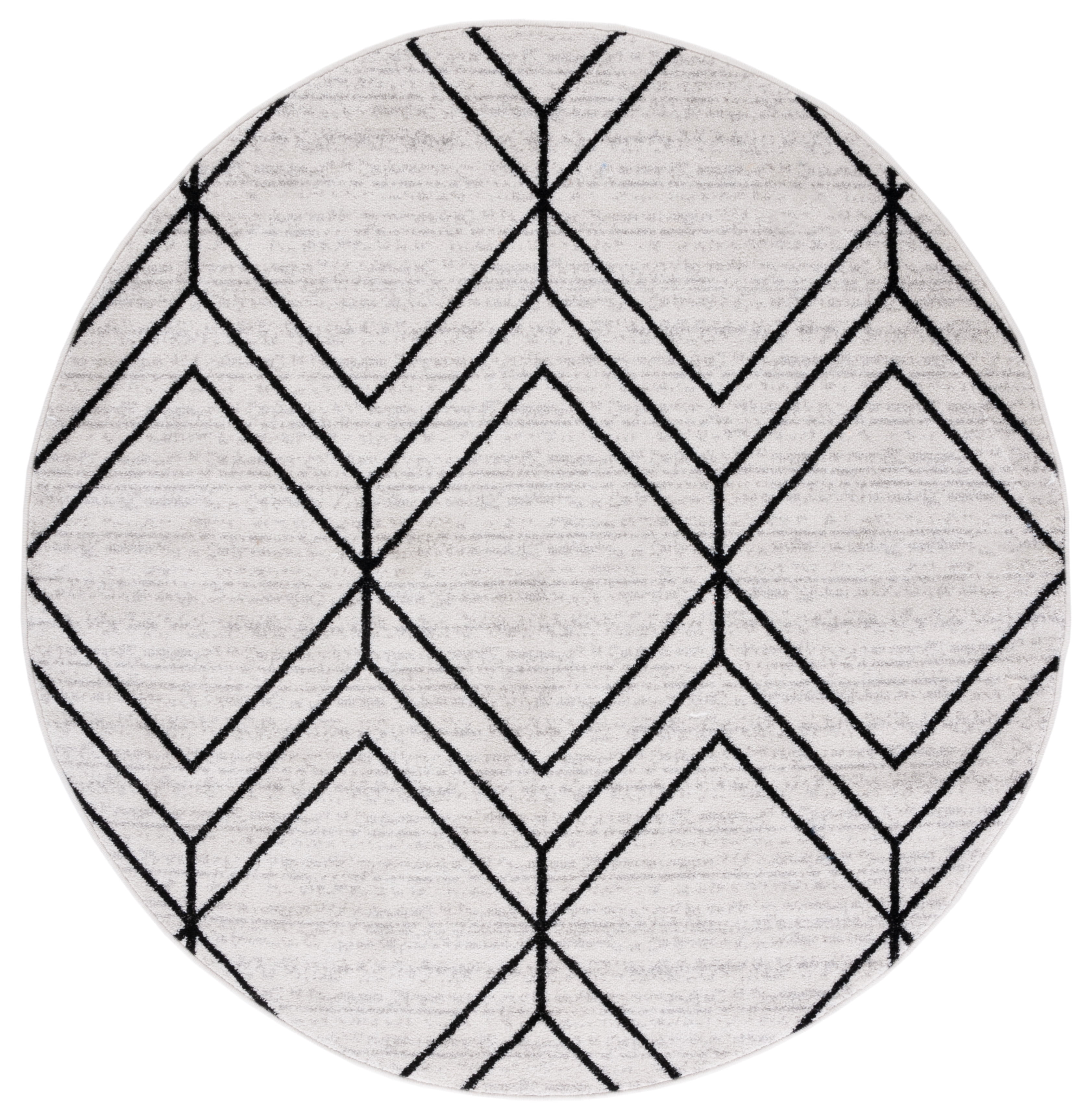 SAFAVIEH Adirondack Caitriona Geometric Squares Area Rug, Light Grey/Black, 6' x 6' Round