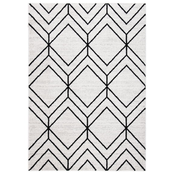SAFAVIEH Adirondack Caitriona Geometric Squares Area Rug, Light Grey/Black, 9' x 12'