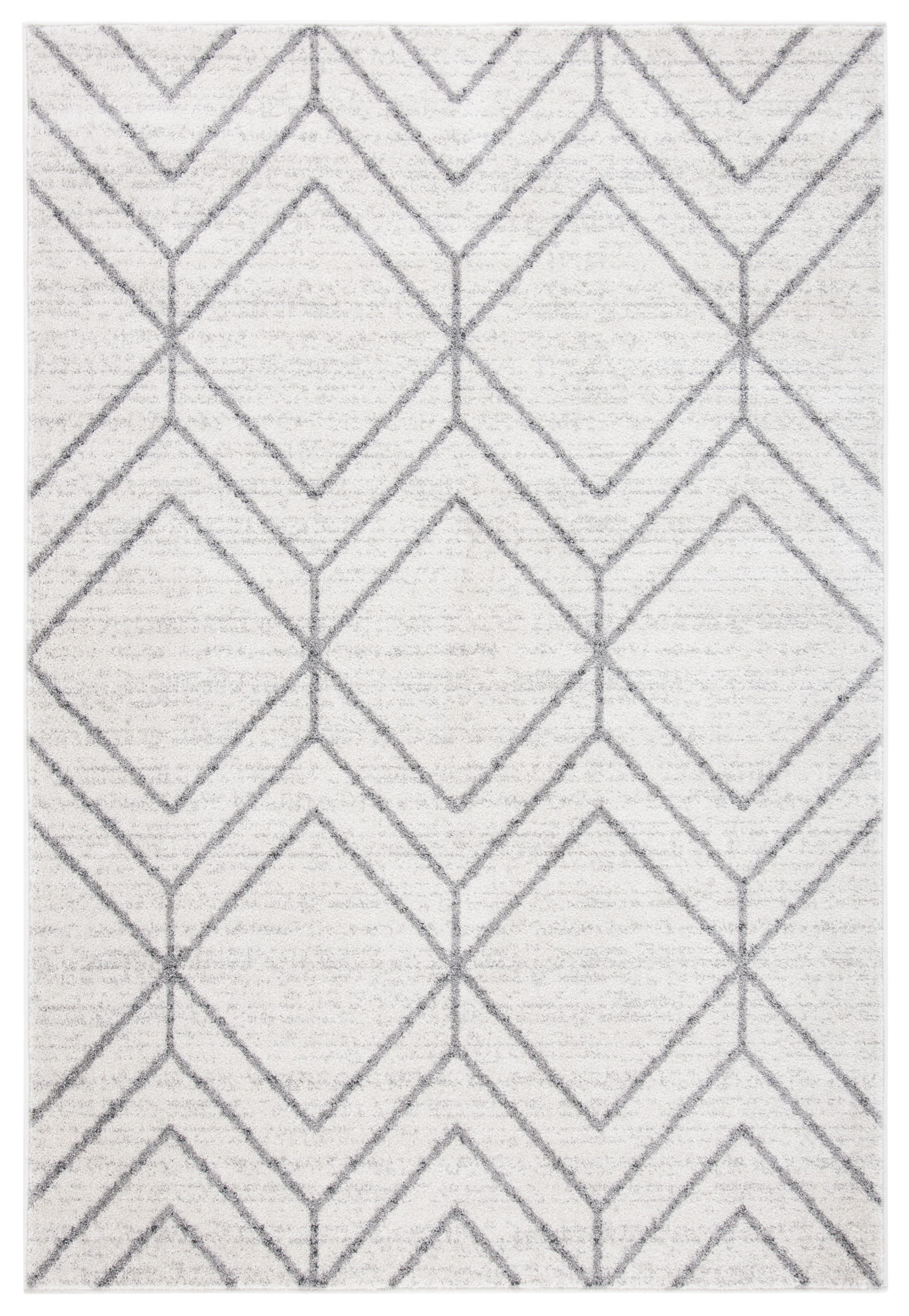 Geometric Light & Dark Grey Easy-Care Synthetic Area Rug - 10' x 14'