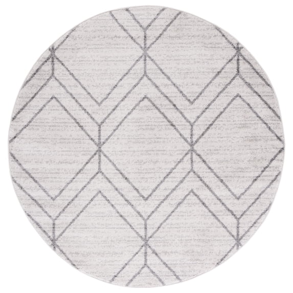 SAFAVIEH Adirondack Caitriona Geometric Squares Area Rug, Light Grey/Dark Grey, 8' x 8' Round
