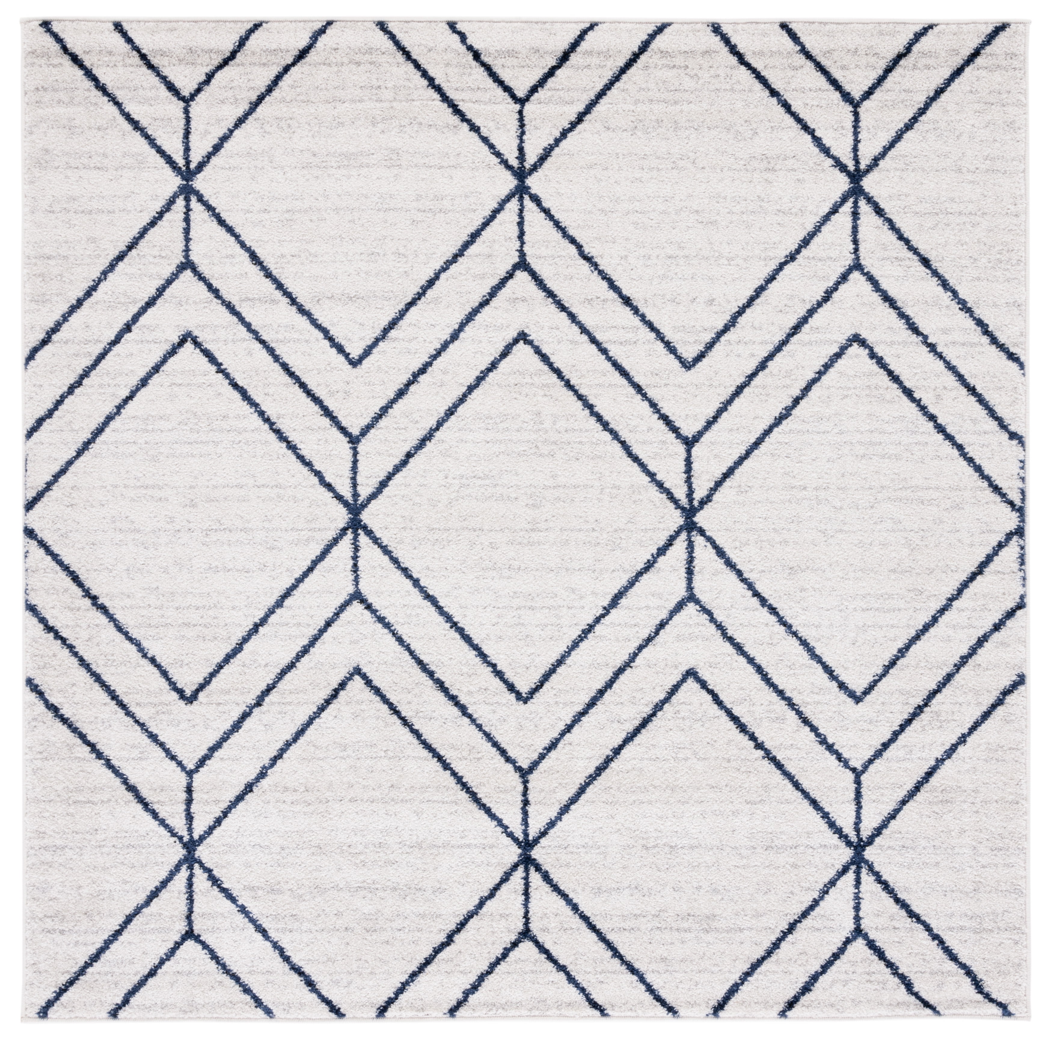 SAFAVIEH Adirondack Caitriona Geometric Squares Area Rug, Light Grey/Navy, 4' x 4' Square