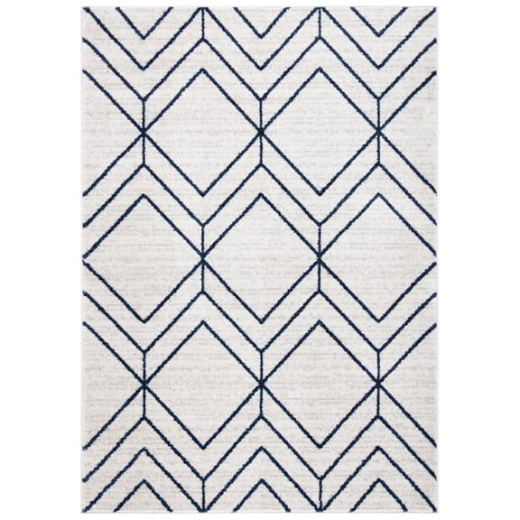 SAFAVIEH Adirondack Caitriona Geometric Squares Area Rug, Light Grey/Navy, 6' x 9'