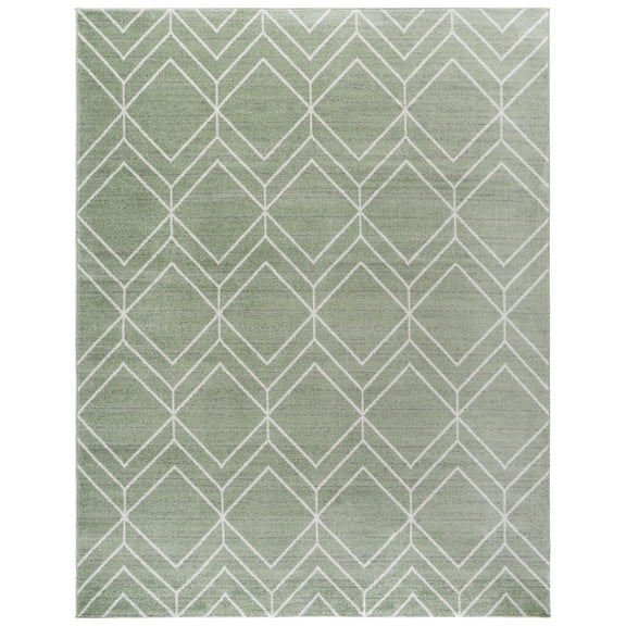 SAFAVIEH Adirondack Caitriona Geometric Squares Area Rug, Sage/Ivory, 10' x 14'