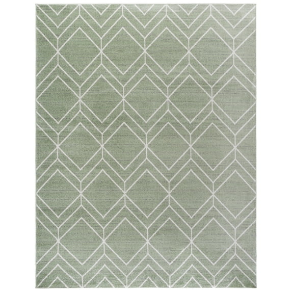 SAFAVIEH Adirondack Caitriona Geometric Squares Area Rug, Sage/Ivory, 11' x 15'