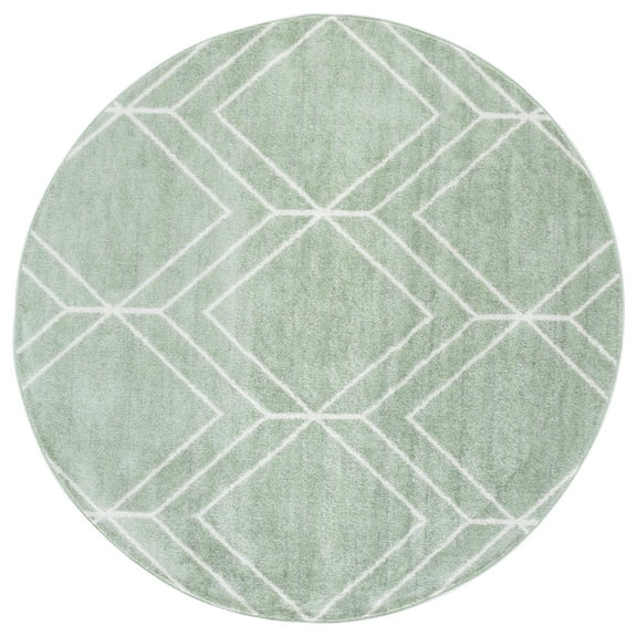 SAFAVIEH Adirondack Caitriona Geometric Squares Area Rug, Sage/Ivory, 8' x 8' Round