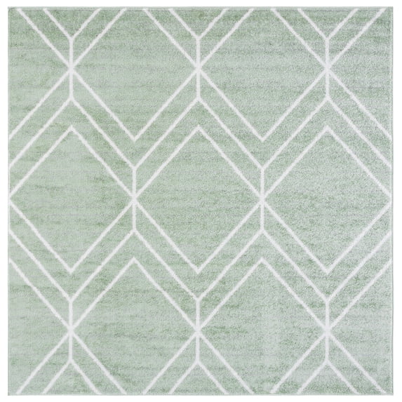 SAFAVIEH Adirondack Caitriona Geometric Squares Area Rug, Sage/Ivory, 8' x 8' Square