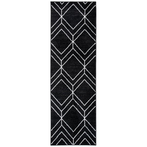 SAFAVIEH Adirondack Caitriona Geometric Squares Runner Rug, Black/Ivory, 2'6" x 8'