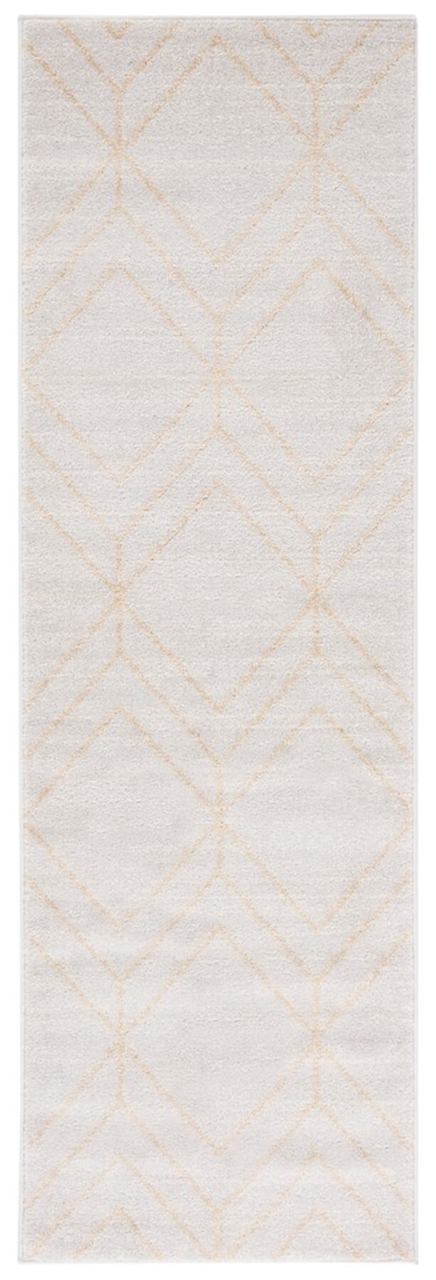 Ivory and Gold Geometric Runner Rug, 2'6" x 8'