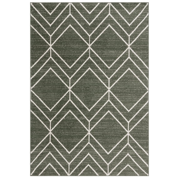 SAFAVIEH Adirondack Caitriona Geometric Squares Area Rug, Dark Green/Ivory, 3' x 5'