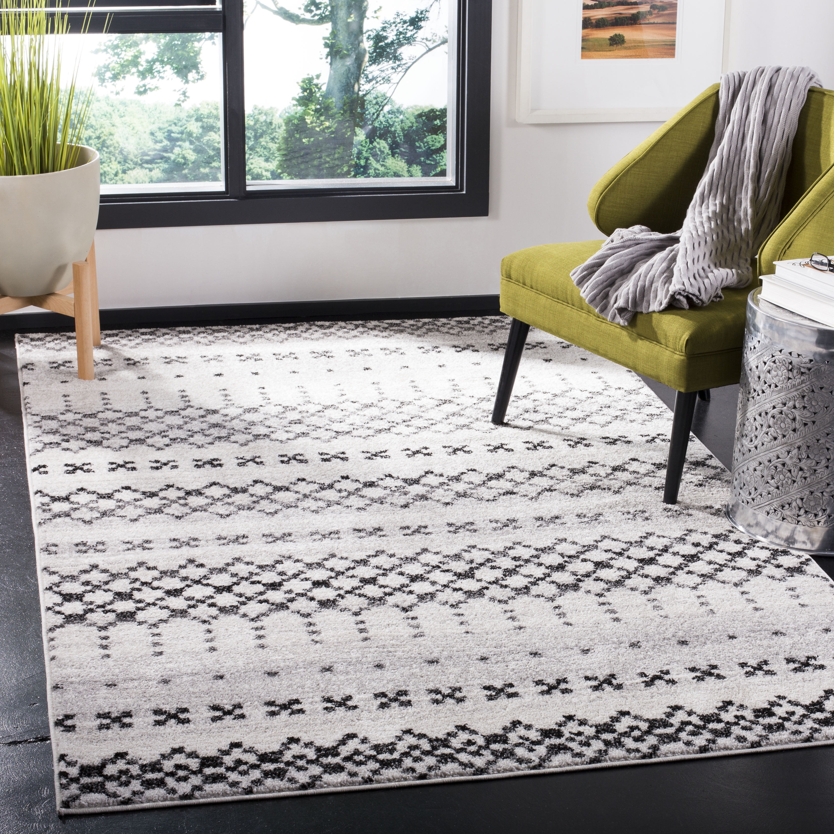 SAFAVIEH Adirondack Christabella Geometric Area Rug, Grey/Ivory, 7' x 7 ...