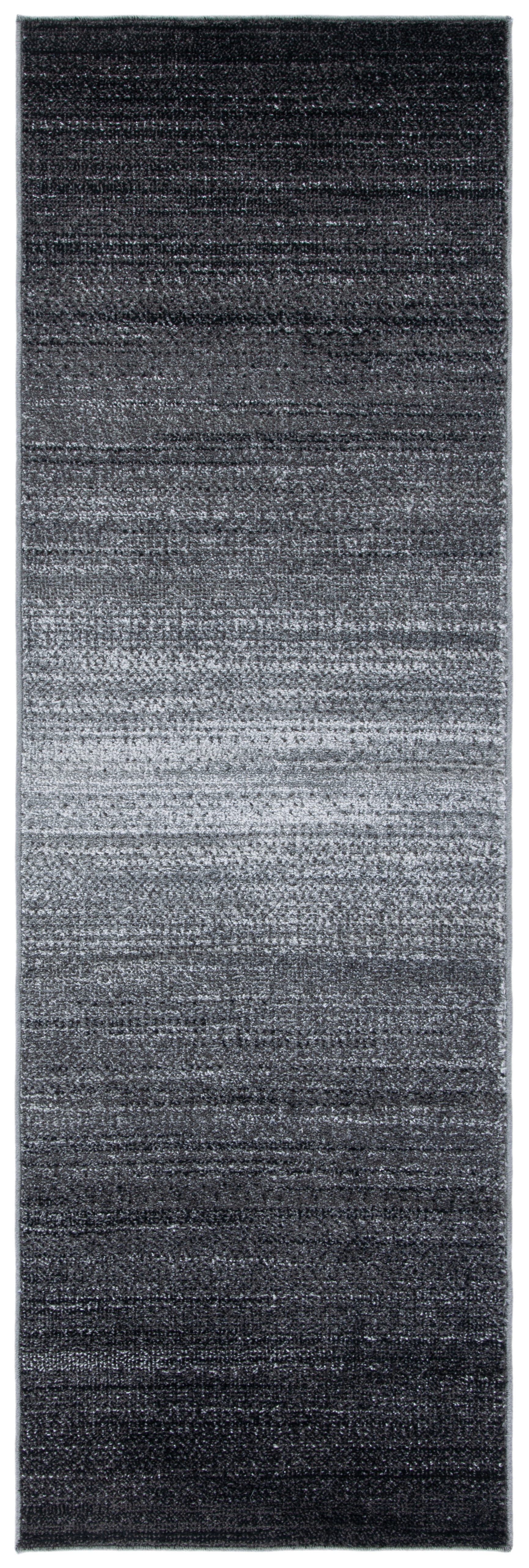 Dark Grey and Light Grey Abstract Synthetic Runner Rug