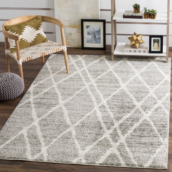 SAFAVIEH Adirondack Cody Geometric Diamonds Area Rug, Ivory/Silver, 6' x 6' Square