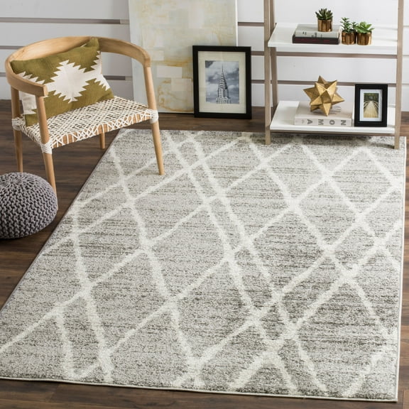 SAFAVIEH Adirondack Cody Geometric Diamonds Area Rug, Ivory/Silver, 9' x 12'