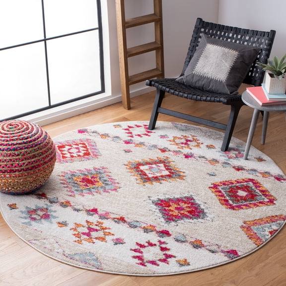 SAFAVIEH Adirondack Eileen Southwest Area Rug, Beige/Red, 6' x 6' Round