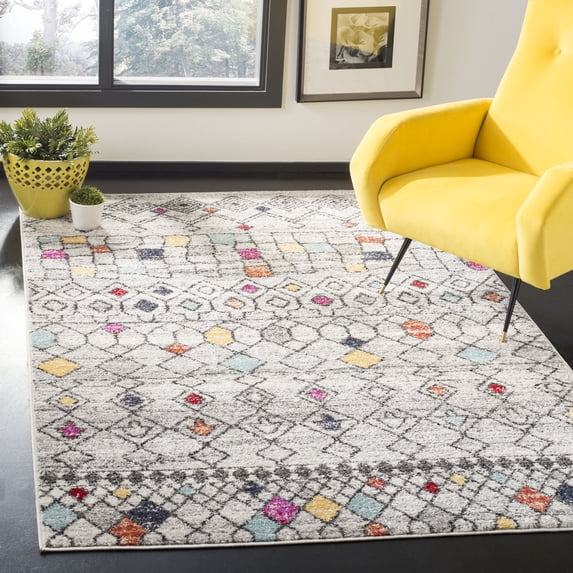SAFAVIEH Adirondack Eleanora Geometric Area Rug, Light Grey/Multi, 10' x 14'