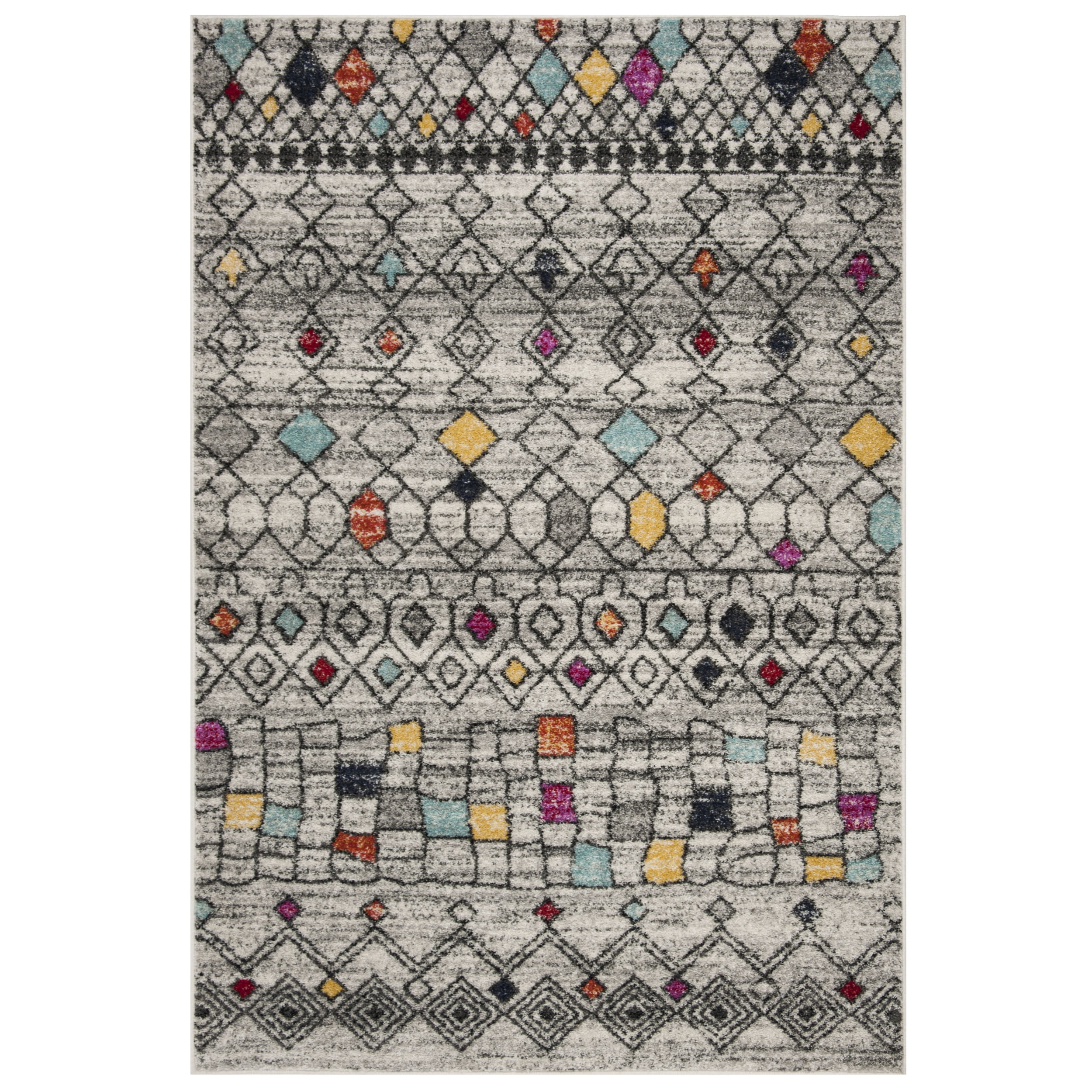 Hand-Knotted Gray Synthetic Rectangle Area Rug