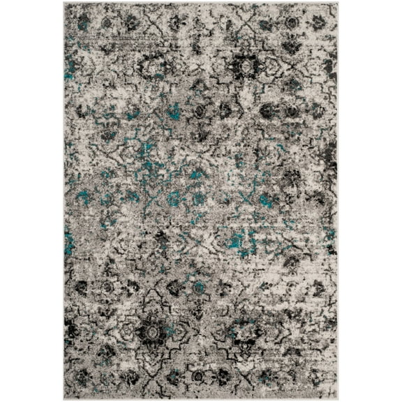 SAFAVIEH Adirondack Elisa Geometric Faded Area Rug, Grey/Black, 4' x 6'